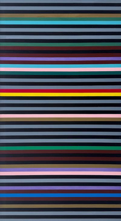 Gene Davis Mid century Hard Edge Colorful Lines Painting Gene Davis Manner Abstract