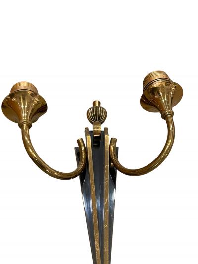 Genet et Michon 1940s Pair of bronze sconces by Genet Michon