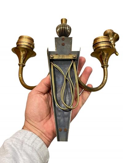 Genet et Michon 1940s Pair of bronze sconces by Genet Michon