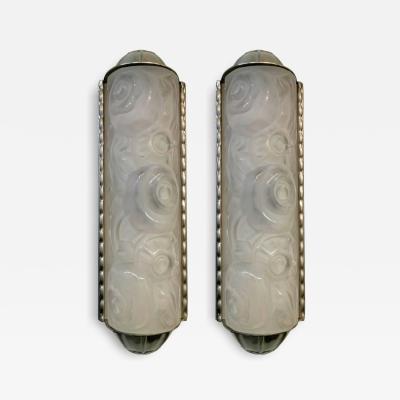 Genet et Michon French Art Deco Flower Wall Sconces by G net et Michon