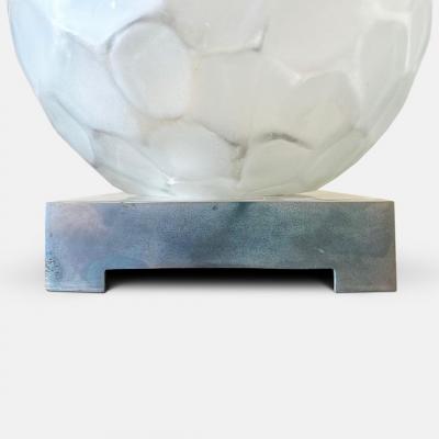 Genet et Michon Genet Michon Large Nickel and Glass Ball Table Lamp circa 1930