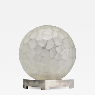 Genet et Michon Genet Michon Large Nickel and Glass Ball Table Lamp circa 1930