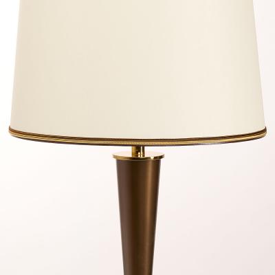 Genet et Michon Genet Michon Neoclassical Table Lamp Oxidized Polished Brass France 1950s