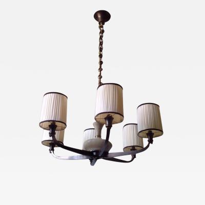 Genet et Michon Genet Michon Refined Bronze and Parchmin Chandelier