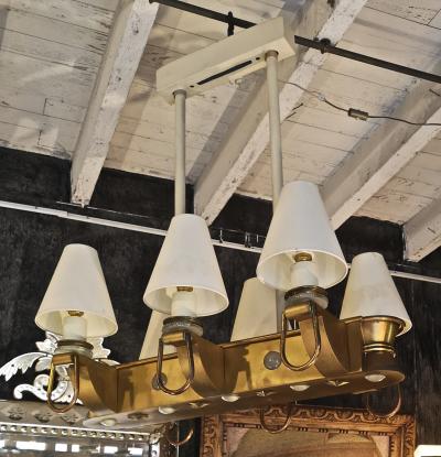 Genet et Michon Genet Michon rarest pair of gold 6 lights chandelier