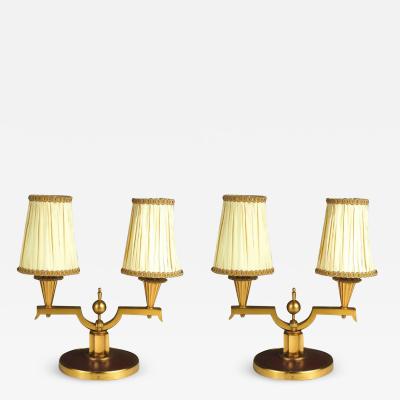 Genet et Michon Genet et Michon Pair of Gilt Bronze Lamps 1940