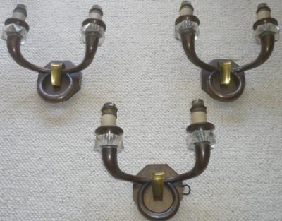 Genet et Michon Genet et Michon Set of 3 Bronze Sconces
