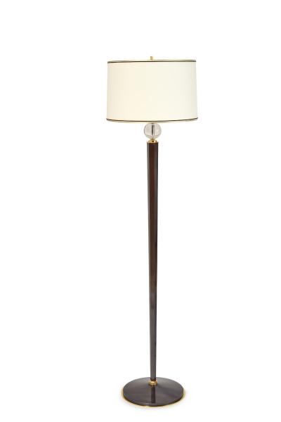 Genet et Michon Gun Metal Bronze Floor Lamp with Hexagonal Shaft France 1950s