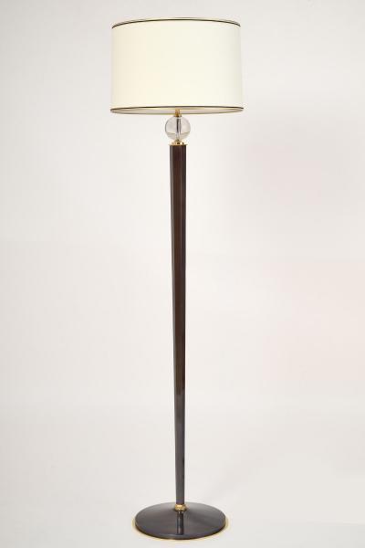 Genet et Michon Gun Metal Bronze Floor Lamp with Hexagonal Shaft France 1950s