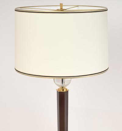 Genet et Michon Gun Metal Bronze Floor Lamp with Hexagonal Shaft France 1950s