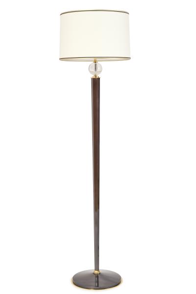 Genet et Michon Gun Metal Bronze Floor Lamp with Hexagonal Shaft France 1950s