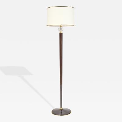 Genet et Michon Gun Metal Bronze Floor Lamp with Hexagonal Shaft France 1950s