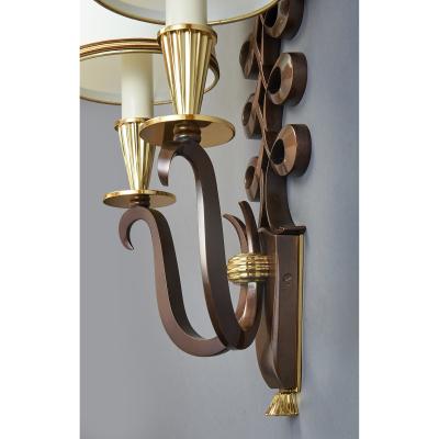 Genet et Michon Important Pair of Bronze Genet et Michon Sconces 1950s