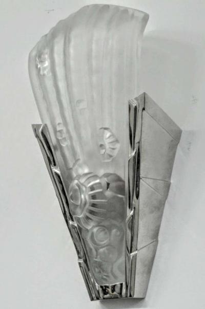 Genet et Michon Pair of French Art Deco Genet et Michon Wall Sconces