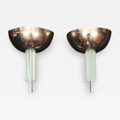 Genet et Michon Pair of Modernist Art Deco Wall Sconces by Genet et Michon