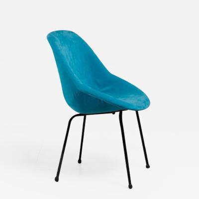 Genevieve Dangles Christian Defrance Genevieve Dangles Blue Chair for Burov France 1950s