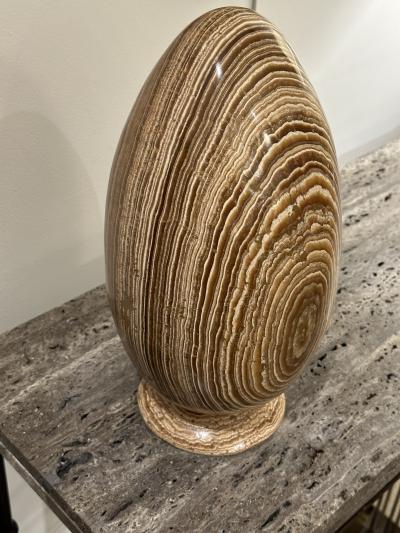 Genuine Aragonite Stone in the shape of an Egg with matching base 
