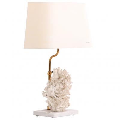 Genuine Coral Table Lamp on Marble Base c 1980