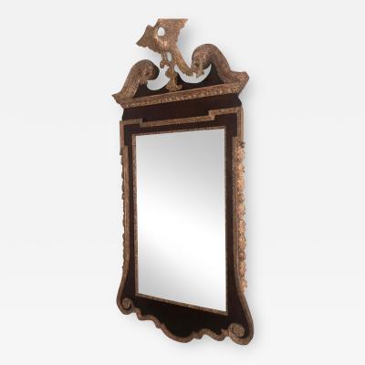 Geo II mahogany gilt mirror with