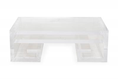 Geoffrey Bradfield GEOFFREY BRADFIELD American Contemporary Greek Key Shaped Lucite Coffee Table