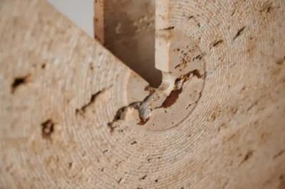 Geometric Travertine Sculpture