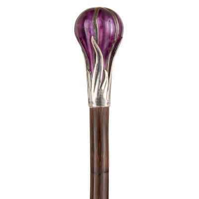 Georg Adam Scheid Austrian Art Nouveau silver and enamel cane by Georg Adam Scheid