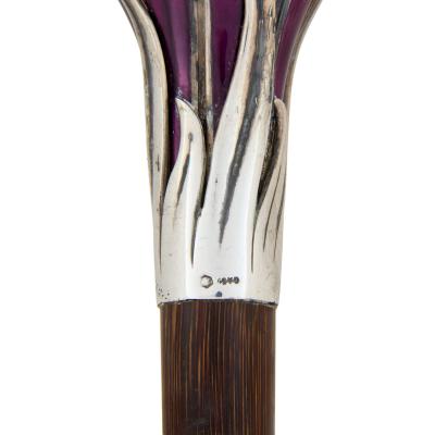 Georg Adam Scheid Austrian Art Nouveau silver and enamel cane by Georg Adam Scheid