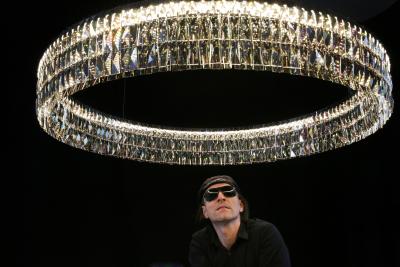 Georg Baldele GLITTERHOOP GOLDEN ANTIQUE minimalist crystal chandelier