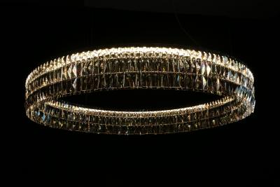 Georg Baldele GLITTERHOOP GOLDEN TEAK minimalist crystal chandelier