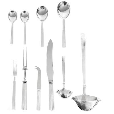 Georg Jensen 142 Pieces Georg Jensen1930s 1940s Sterling Silver Bernadotte Flatware