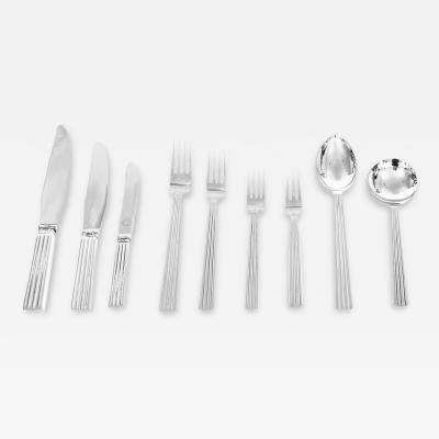 Georg Jensen 142 Pieces Georg Jensen1930s 1940s Sterling Silver Bernadotte Flatware