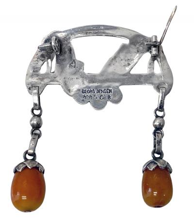 Georg Jensen Antique early Georg Jensen Amber and Agate Brooch C 1908 design 8