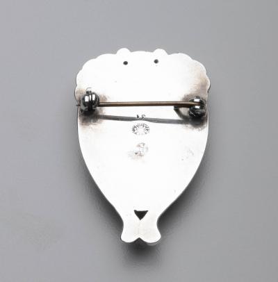 Georg Jensen Early Georg Jensen Brooch No 31 with Chrysoprase