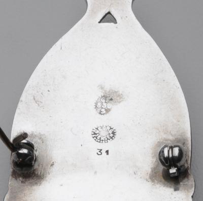 Georg Jensen Early Georg Jensen Brooch No 31 with Chrysoprase