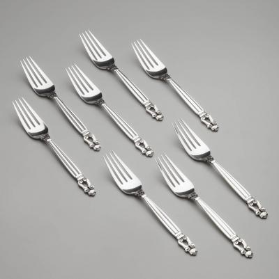 Georg Jensen Georg Jensen Acorn Five 5 Piece place setting Service for Eight 8 