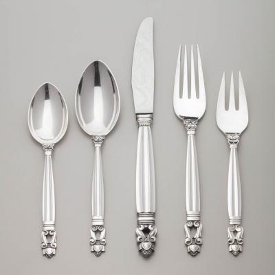 Georg Jensen Georg Jensen Acorn Five 5 Piece place setting Service for Eight 8 