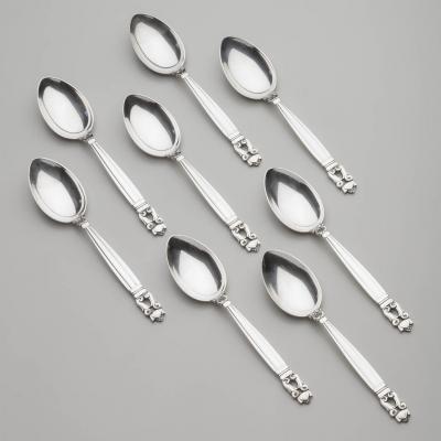 Georg Jensen Georg Jensen Acorn Five 5 Piece place setting Service for Eight 8 