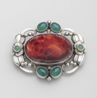 Georg Jensen Georg Jensen Amber Chrysophrase Brooch 78