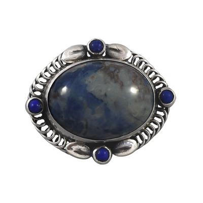 Georg Jensen Georg Jensen Brooch No 10 with Lapis and Sodacite