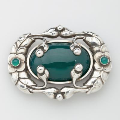 Georg Jensen Georg Jensen Brooch No 169 with Green Agate