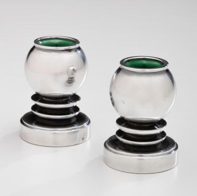 Georg Jensen Georg Jensen Candlesticks No 265 with Green Enamel