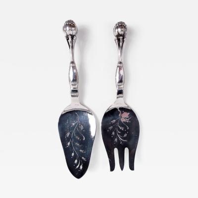 Georg Jensen Georg Jensen Danish Modern Sterling Silver Fish Serving Pair