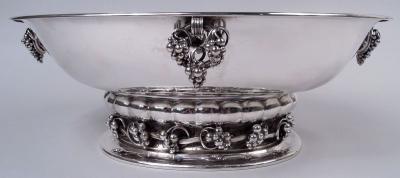 Georg Jensen Georg Jensen Danish Modern Sterling Silver Grape Centerpiece Bowl