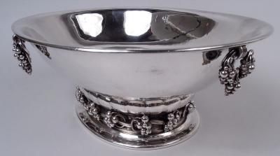 Georg Jensen Georg Jensen Danish Modern Sterling Silver Grape Centerpiece Bowl