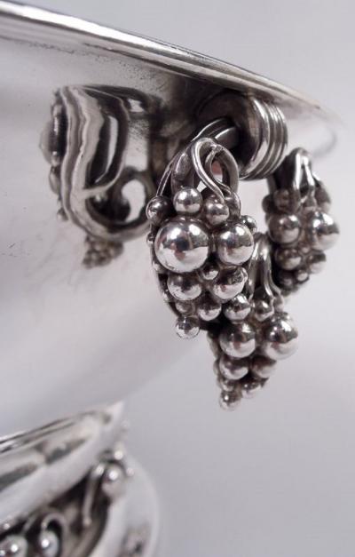 Georg Jensen Georg Jensen Danish Modern Sterling Silver Grape Centerpiece Bowl