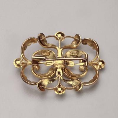 Georg Jensen Georg Jensen Gold Brooch with Pearls and Sapphire