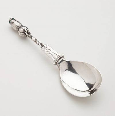 Georg Jensen Georg Jensen Owl Serving Spoon No 39 with Green Agate