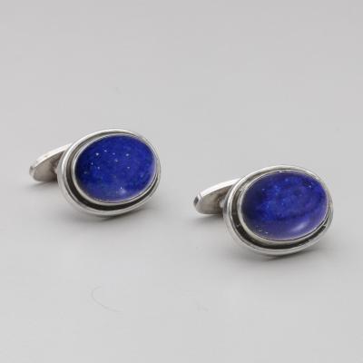Georg Jensen Georg Jensen Silver Lapis Cufflinks No 44A Designed by Harald Nielsen