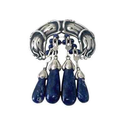 Georg Jensen Georg Jensen Silver Lapis Lazuli Master Brooch C 1930