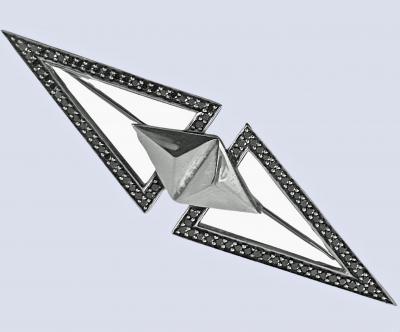 Georg Jensen Georg Jensen Sterling and black Diamond Brooch 569C